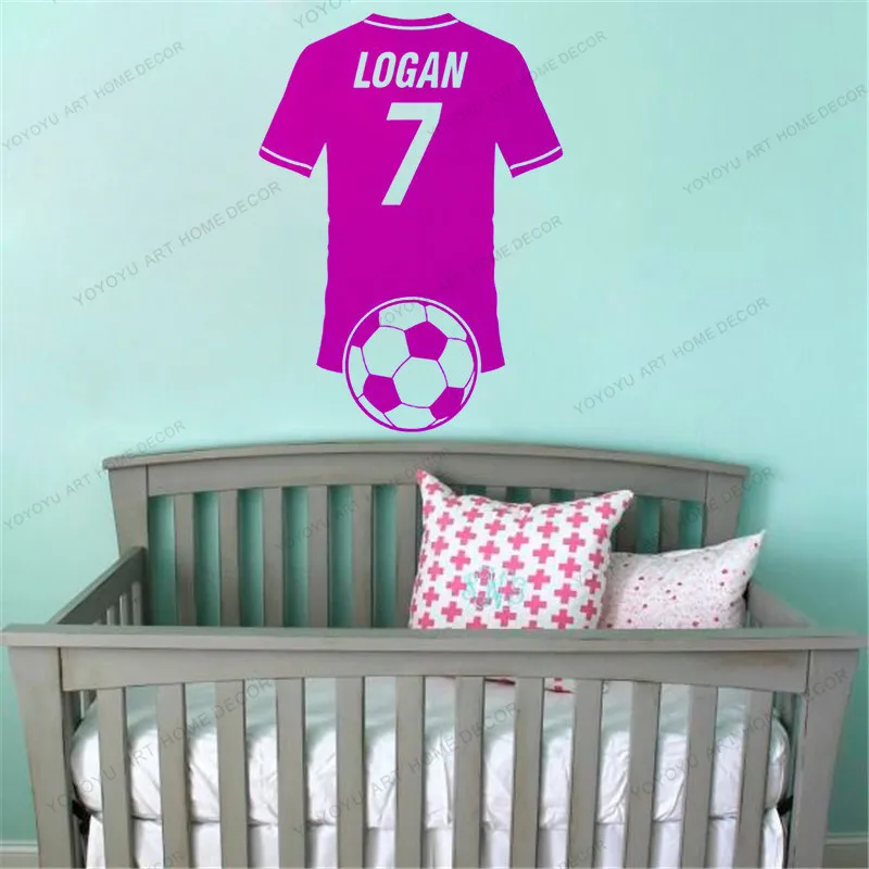 

Personalized Custom Name Number Soccer Wall Decal Footbal lArt Sticker Boys Room decoration Wall Removable Stickers WX81