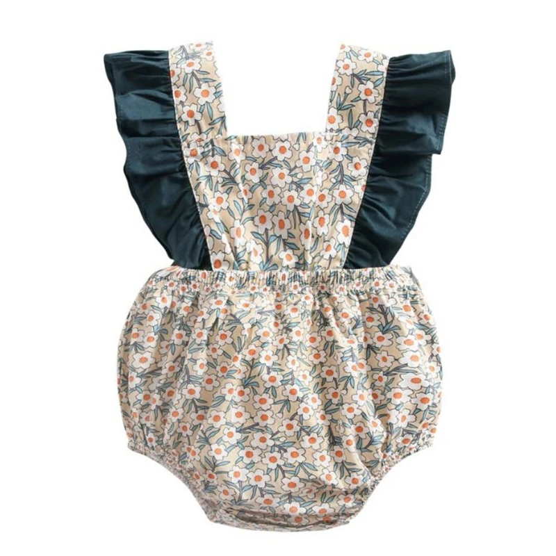 

Floral Print Ruffle Baby Rompers Backless Sleeveless Onesies Cute Bodysuit Cotton Newborn Toddler Infant Outfits Summer