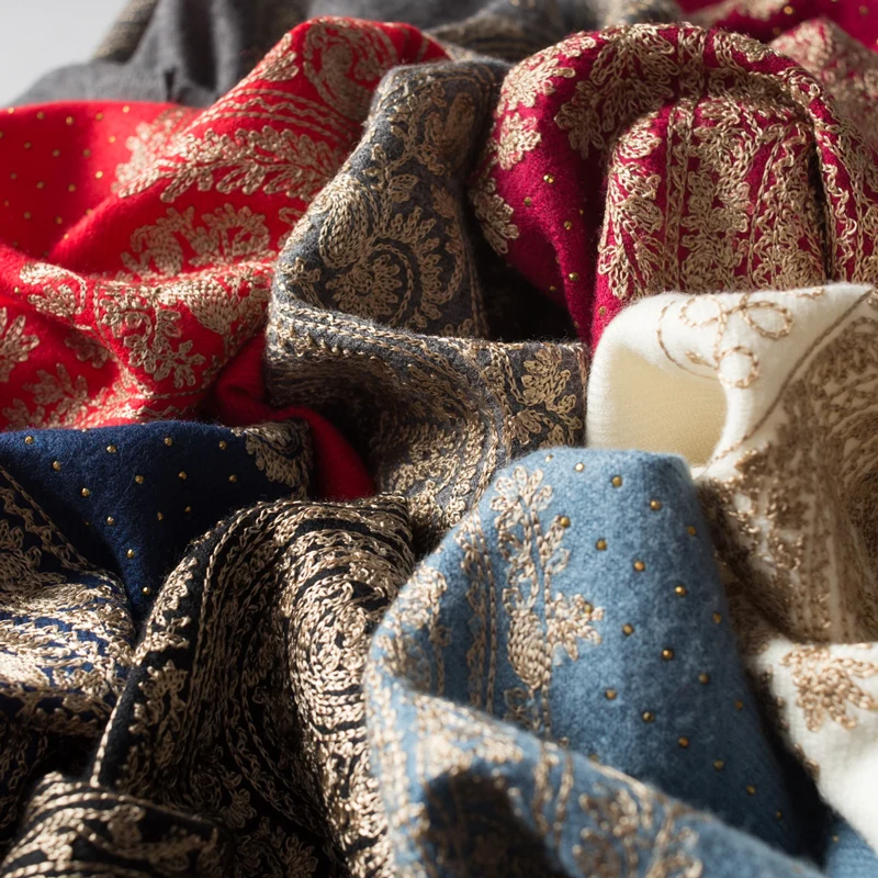 hot drilling poncho head scarves women elegant scarf and warm shawl long embroidery stoles bandana scarf hijab luxury brand free global shipping