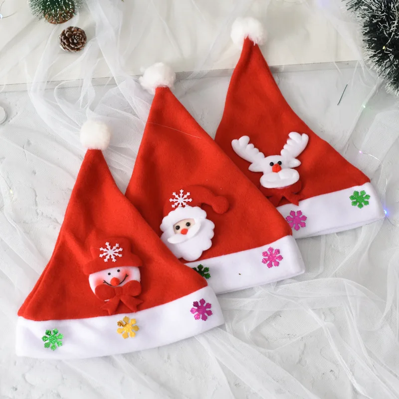 

Merry Christmas Hat New Year Cap Snowman ElK Santa Claus Hats for Kids Children Adult Christmas Hat Gift Decoration