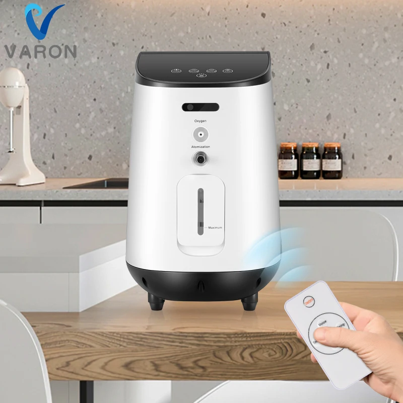 

VARON 1-7L/min Adjustable Oxygen Concentrator Portable Household Atomization Oxygen Generator Machine No Battery AC110V / AC220V