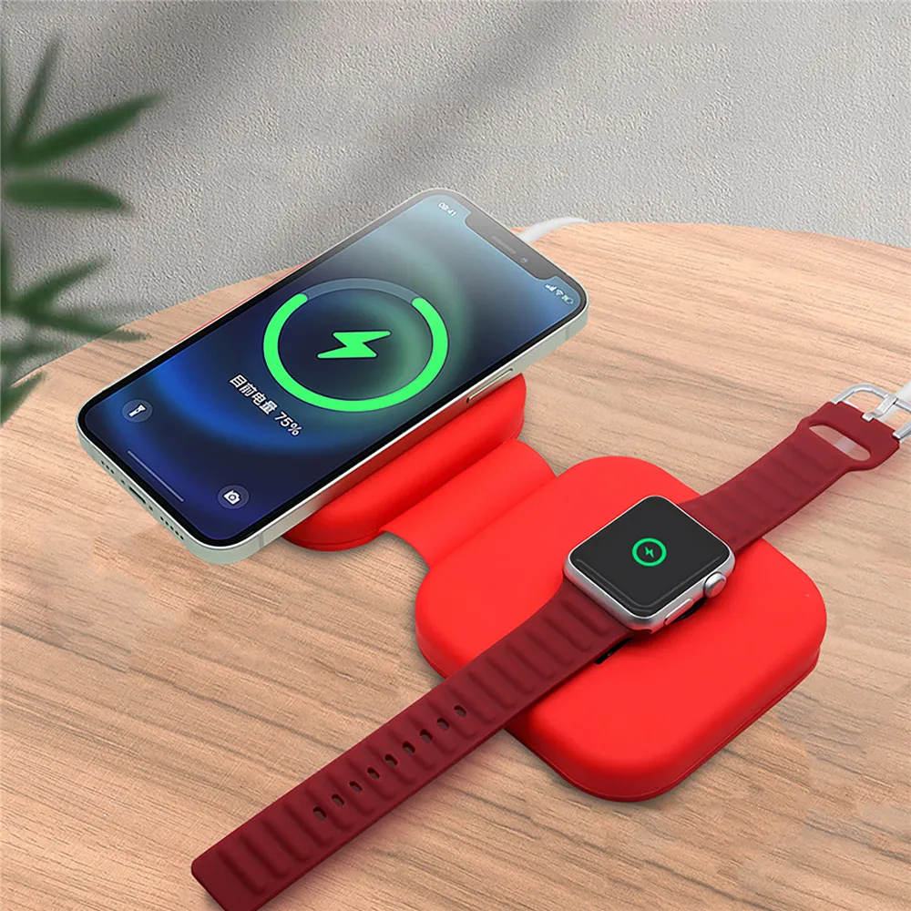 

Силиконовый чехол для iPhone Watch два в одном зарядное устройство защитный чехол портативное основание для часов iPhone