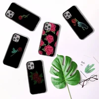 glowing rose in the dark phone case for iphone 7 8 11 12 x xs xr mini pro max plus retro black grey clear transparent