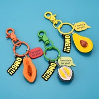 avocado simulation keychain creative papaya durian key ring bag car pendant for men women