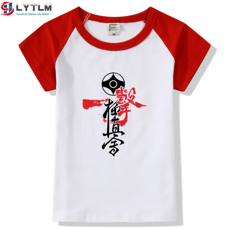 LYTLM Kyokushin карате футболки детская одежда футболка для мальчиков подарок Гонг-фу детские топы летний топ с короткими рукавами Koszulki - Цвет: DX Raglan Red