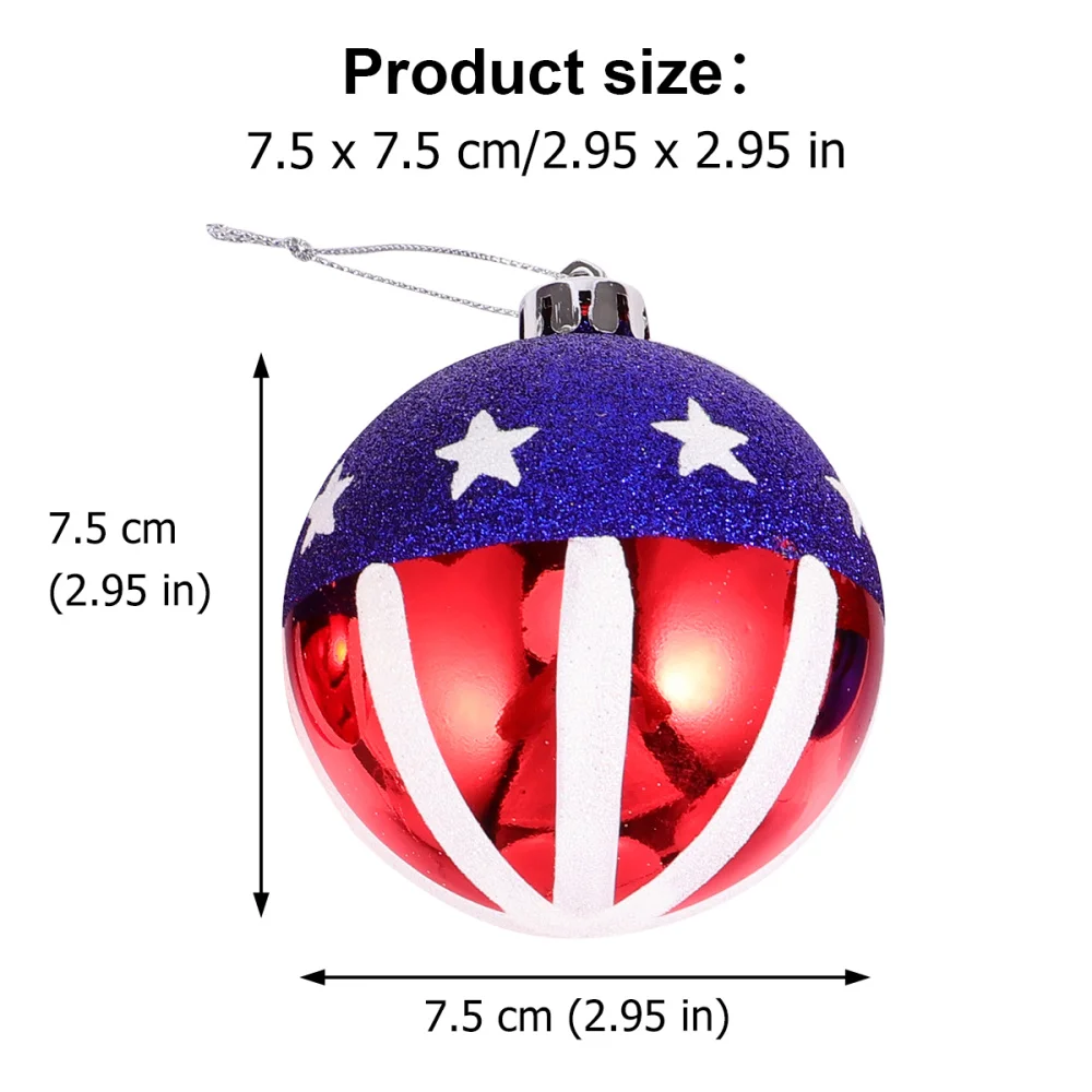 

1 Box of 8pcs 4th of July Pendants American Flag Pattern Hanging Decor Colored Balls (Heteromorphism)