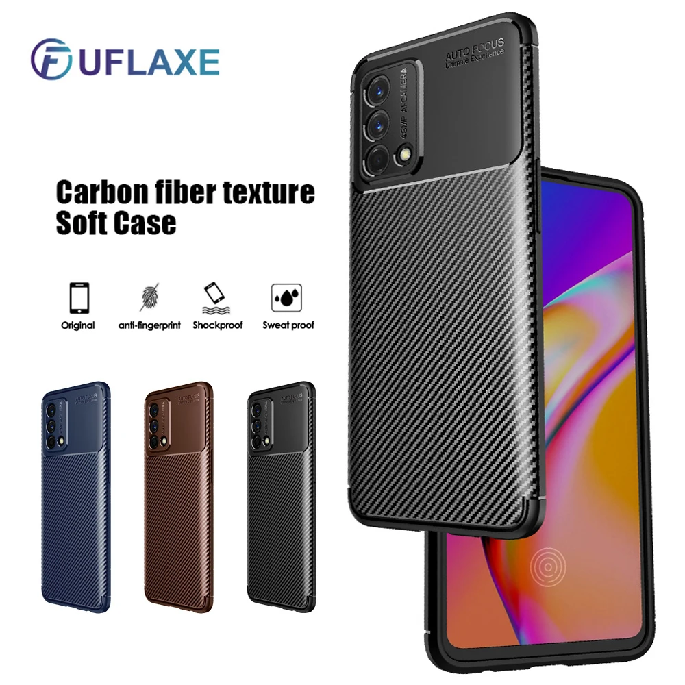 

UFlaxe Soft Silicone Case for OPPO A74 A73 A72 A54 A55 A52 A53 A31 A32 5G Carbon Fiber Texture Ultra-thin Shockproof Cover