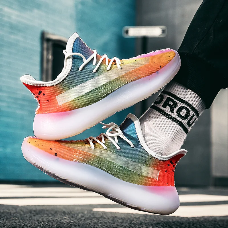 Spring Men Shoes Rubber Sneakers Men's Running Wear-Resistant Casual Korean-style Trendy Graffiti | Обувь