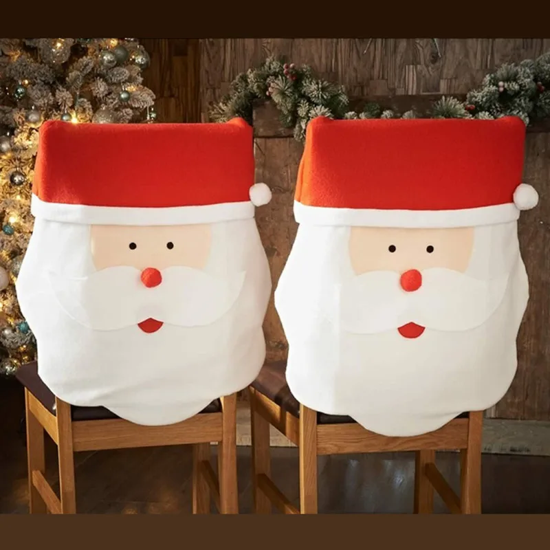 

1 шт. Рождественская Крышка для стула Санта Клауса, задняя крышка для стула, Рождественское украшение для обеденного стола, принадлежности д...