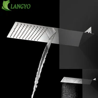 langyo rectangle bathroom stainless steel ultra thin shower head shower chrome top sprayer highpressure rainfall shower head