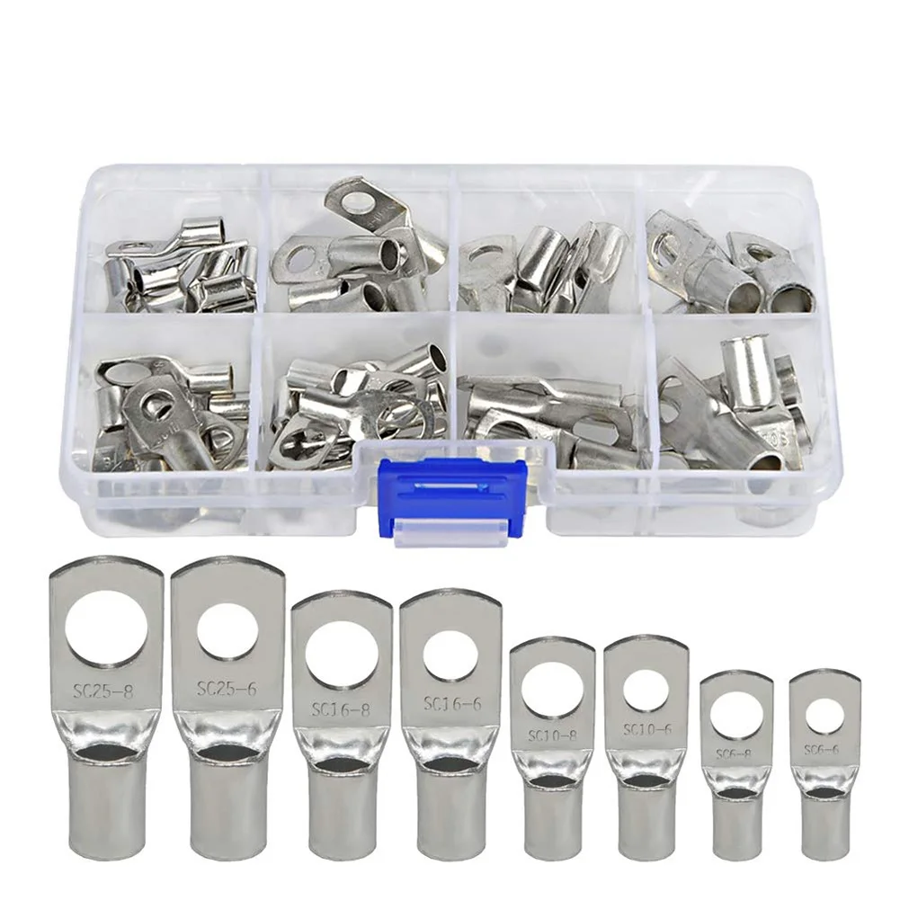 

60Pcs SC Tinned Copper Lug Ring Wire Connectors Bare Cable Terminals