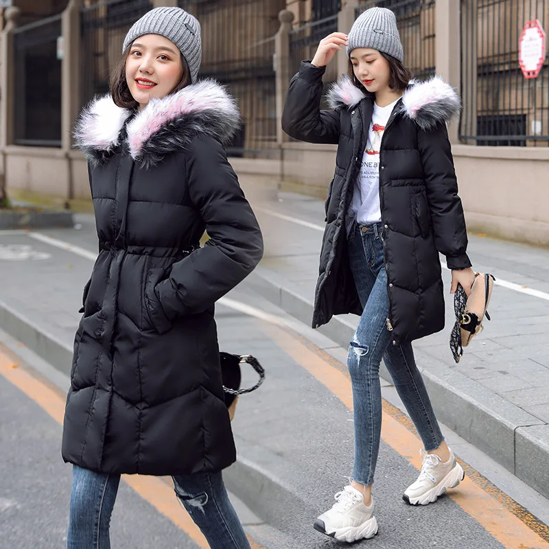 Abrigos Mujer Invierno 2019 женское пальто с капюшоном средней длины парка Меховая зимняя