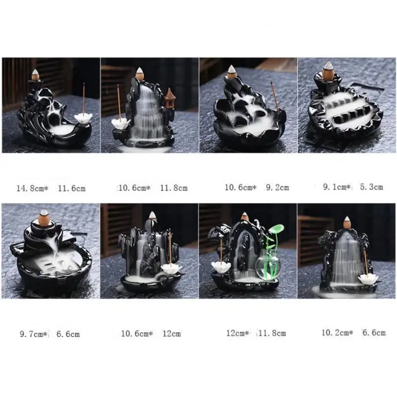 

Backflow Incense Burner 20 Pc Cones Ceramic Mountain River Handicrafts Smoke Waterfall Incense Stick Holder Ornaments Home Decor