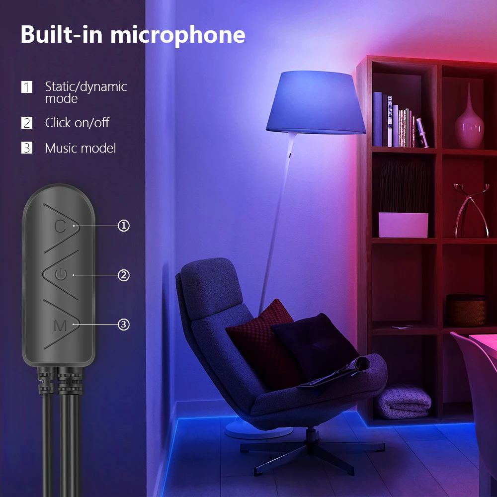 Светодиодные ленты светильник RGB 5050 s синхронизация музыки Цвет меняется