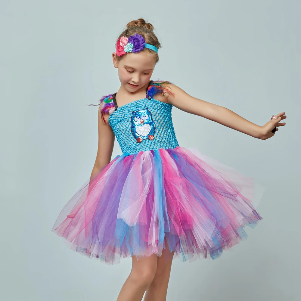 

2020 Owl Design Girls Halloween Costume Dress For Performance Fashion Show Cartoon Kids Cosplay Outfit Carnival Disguise Clothes