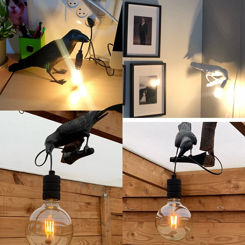 

Bird Table Lamp Italian Seletti light Bird Led Desk lamp Lucky bird Living Room Bedroom Bedside Raven lamp Home Decor Fixtures