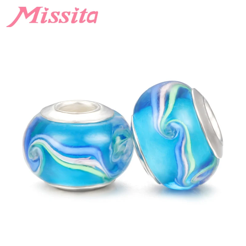 MISSITA европейские крутые облака муранское стекло синие Бусины подходят Pandora