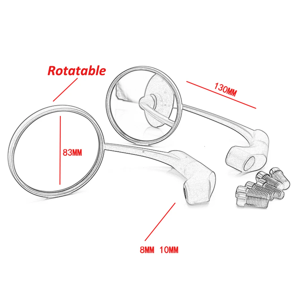 Мотоциклетное зеркало заднего вида 8 мм 10 классическое вращающееся для Bobber Chopper