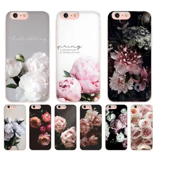 

Peonies beautiful flower Phone Case For DIY iPhone X XS MAX 11 11 pro max 6 6s 7 7plus 8 8Plus 5 5S XR SE 2020 Transparent case