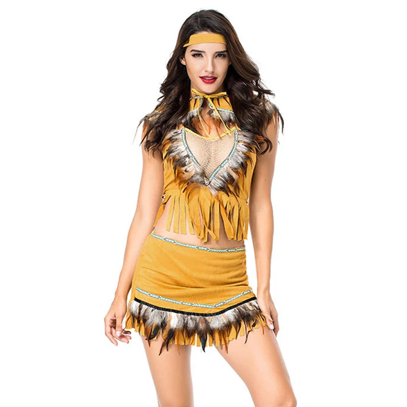 Леди Костюм на карнавал или Хэллоуин Savage родной девичий костюм сексуальный