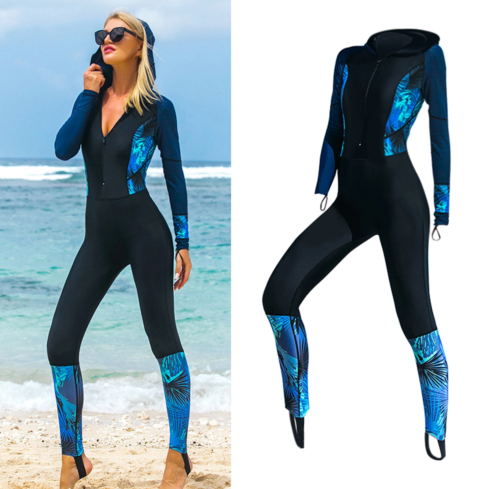 

Women's Fullsuit Wetsuit Surfing Scuba Diving Snorkeling Swimming Suit Long Sleeve Wet Suit Back Zip Full Body Hooded
