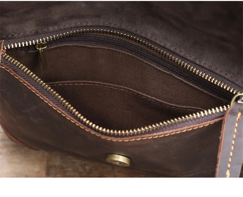 Retro fashion designer natural crazy horse leather men small square bag simple casual first layer cowhide shoulder messenger bag