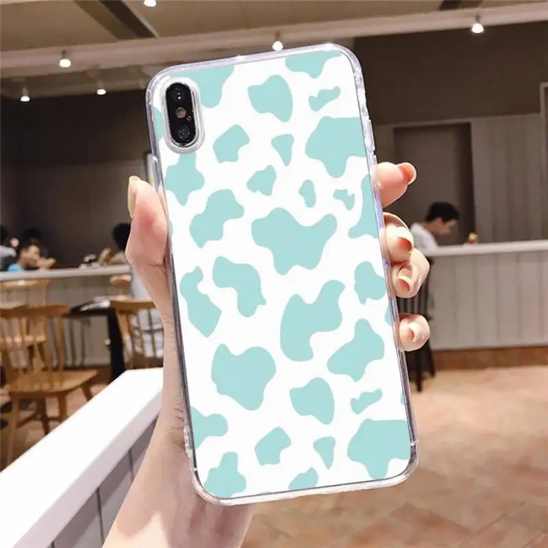 

Phone Case For iphone 12 11 8 7 6s 6 5 5s 5c se plus mini x xs xr pro max Cow spot Transparent soft
