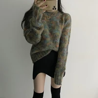 2020 new retro women printing sweater pullovers thick knitted casual autumn feminine loose all match soft sweet tops