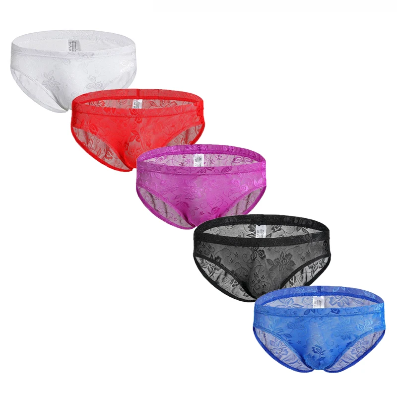 

Сексуальное мужское нижнее белье, кружевные сетчатые бесшовные трусы-брифы с мешочком, брифы, прозрачные трусы из ледяного шелка, прозрачны...