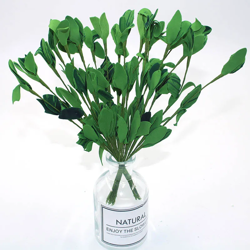 10 шт./упаковка искусственные цветы с зелеными листьями из ПЭ для свадьбы