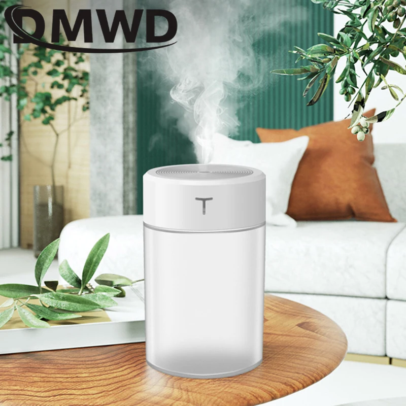 

DMWD 360ml Air USB Ultrasonic Humidifier Portable Mist Maker Moisturizing Spray Fogger Color LED Lights Mini Cooling fan Cooler