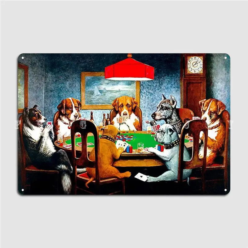 

Dogs Playing Poker Vintage C M Coolidge Print Metal Plaque Poster Wall Cave Club Bar Plaques Classic Tin Sign Poster