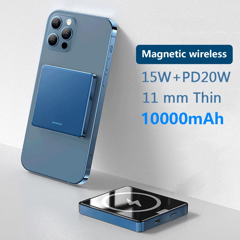 

2022 New 10000mAh Portable Magnetic Wireless Power Bank 15W Fast charger For iphone 13 12 Pro Max Mobile Phone External Battery
