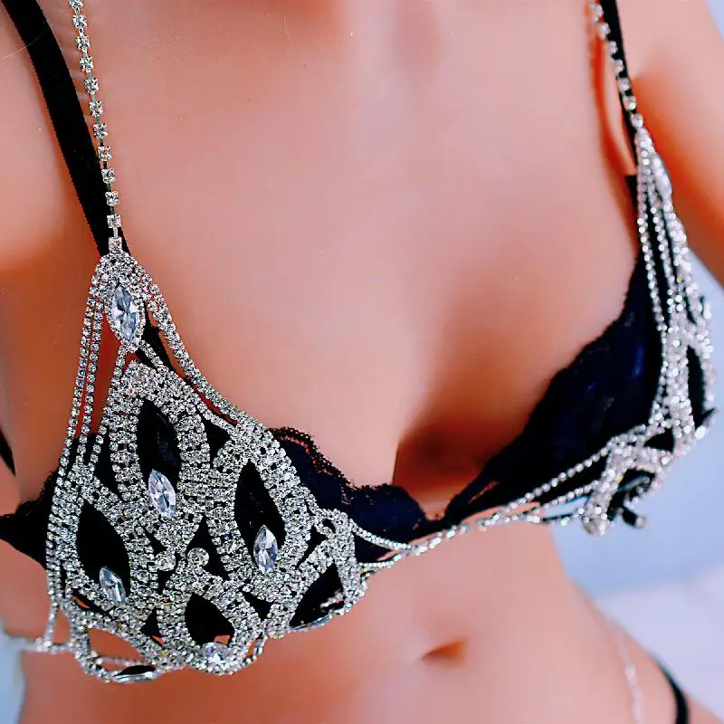 

Body Jewelry Bra For Wommen Gift Nightclub Sexy Bikini Skirt Waist Chest Chain Ladies Bag Hip Short Rhinestone Crystal ShineShow
