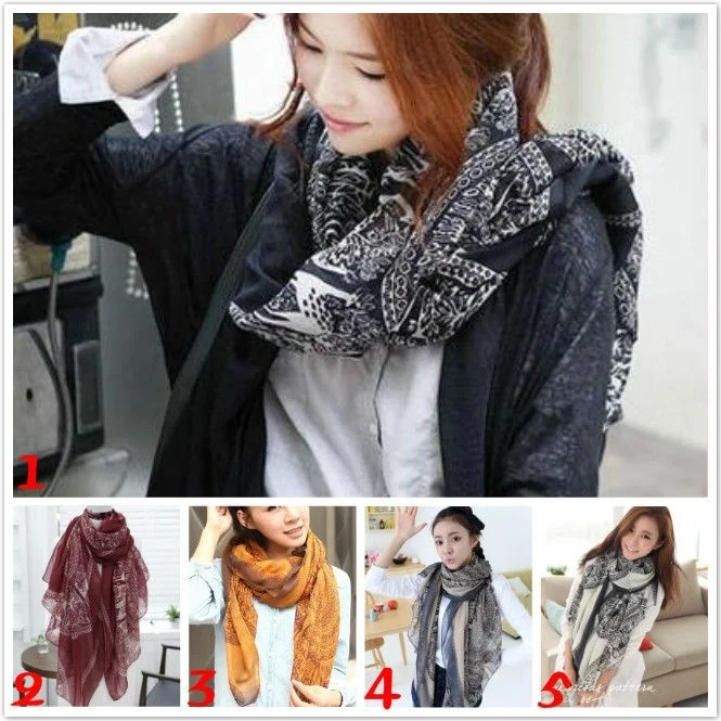 Модные товары шаль шарф хлопковая вуаль шарфы с принтом винтажный для женщин