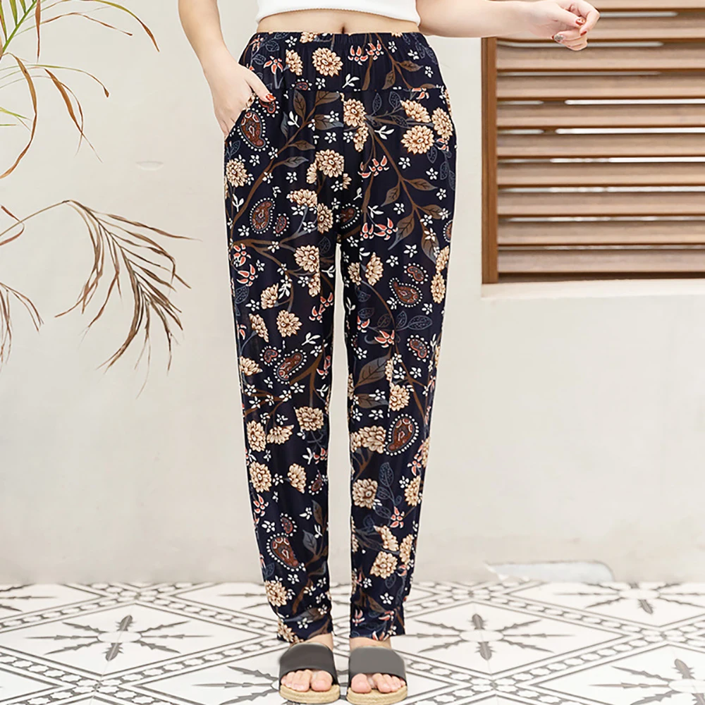 

Women's Long Hareem Pants Summer Casual Loose Beach Print Trousers Yoga Fitness Ladies Casual Floral Print Elegant Trousers