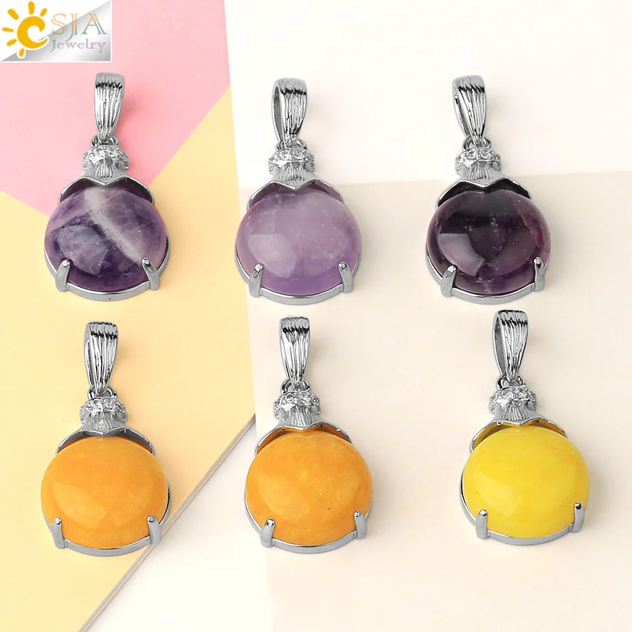 Подвеска-кабошон CSJA из натурального кристалла круглые подвески с маленькой