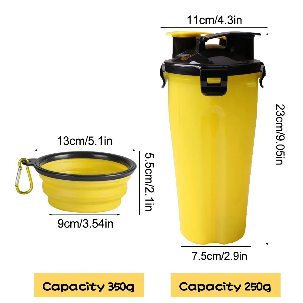 2 in 1 Portable Dog Mug for 350ml Water and 250g Snack Food Container Travel Pet Bottle Dispenser with Bowl | Дом и сад