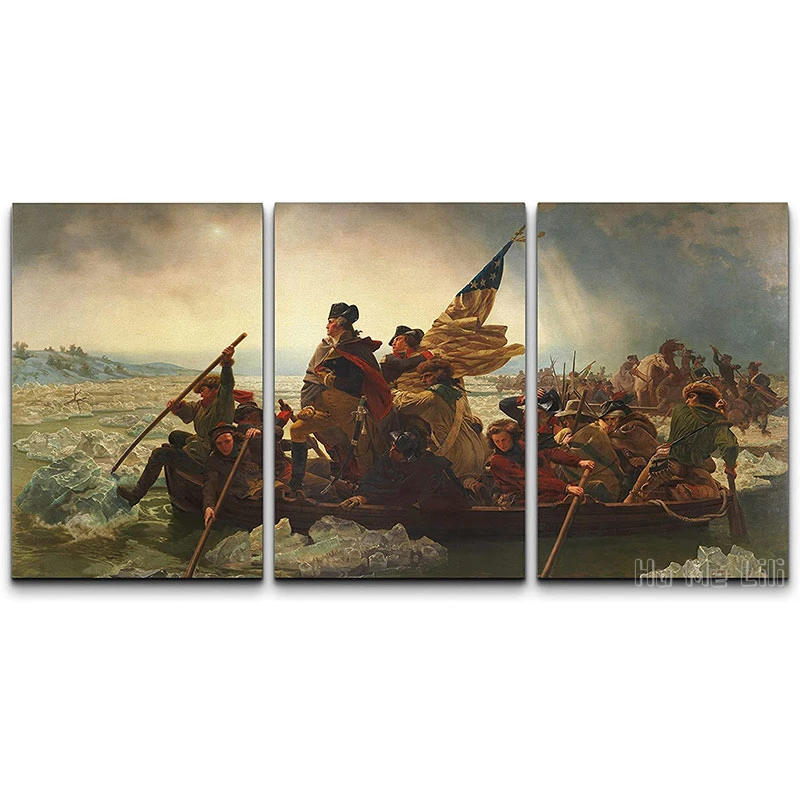 

Canvas Print Wall Art Washington Crossing The Delaware Cultural Historic Oil Painting Reproduction For Living Room Office Decor
