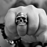 new exaggerated skull ring mens gothic personality punk rings male vintage metal accessories hip hop trend jewelry for men