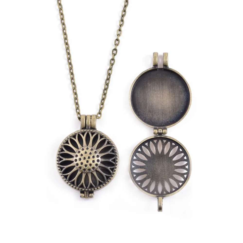 Круглые кулоны серебряного цвета для ароматерапии 10 шт. 32 мм|locket pendant|diffuser locketoil