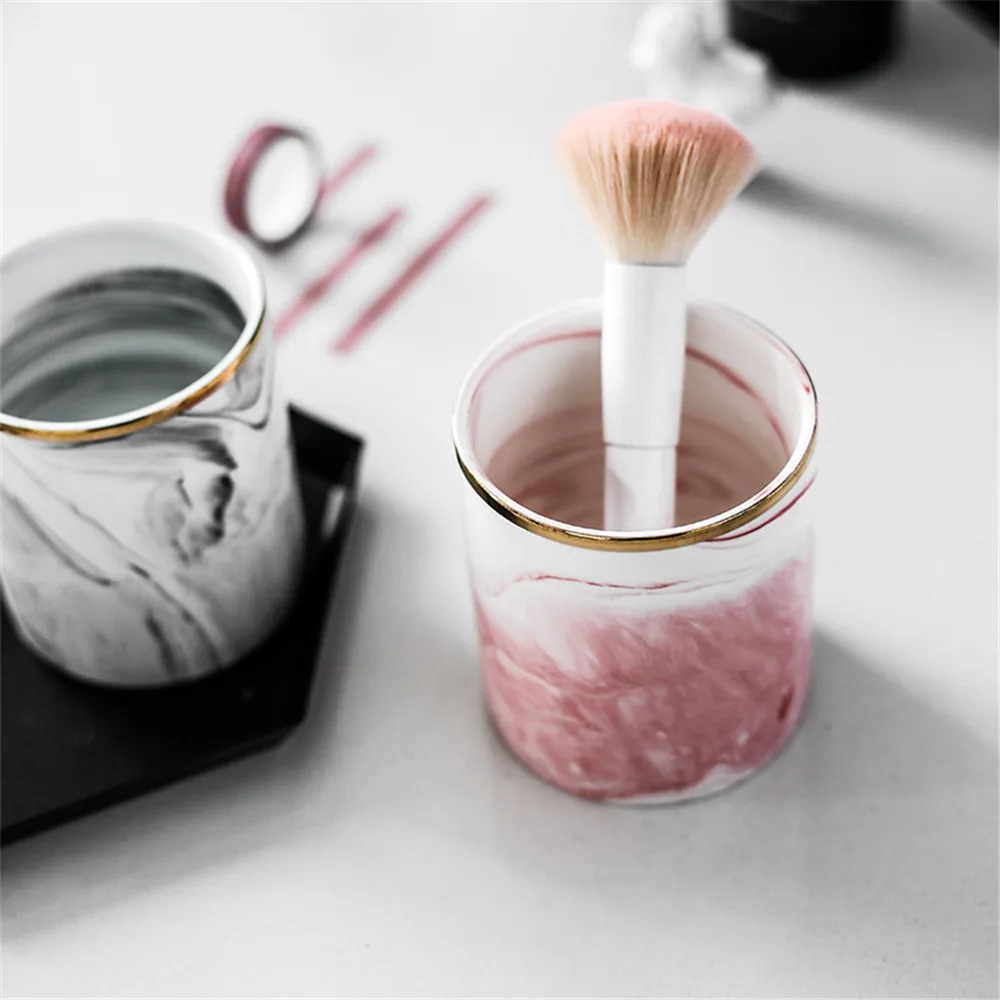 Скандинавские мраморные банки для хранения Ins органайзер кистей макияжа офисный