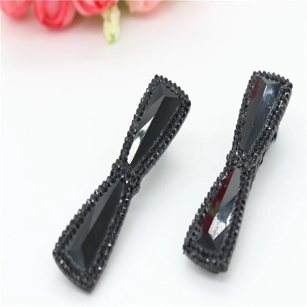 1 пара заколка для волос с черными стразами Заколка-пряжка кристаллами