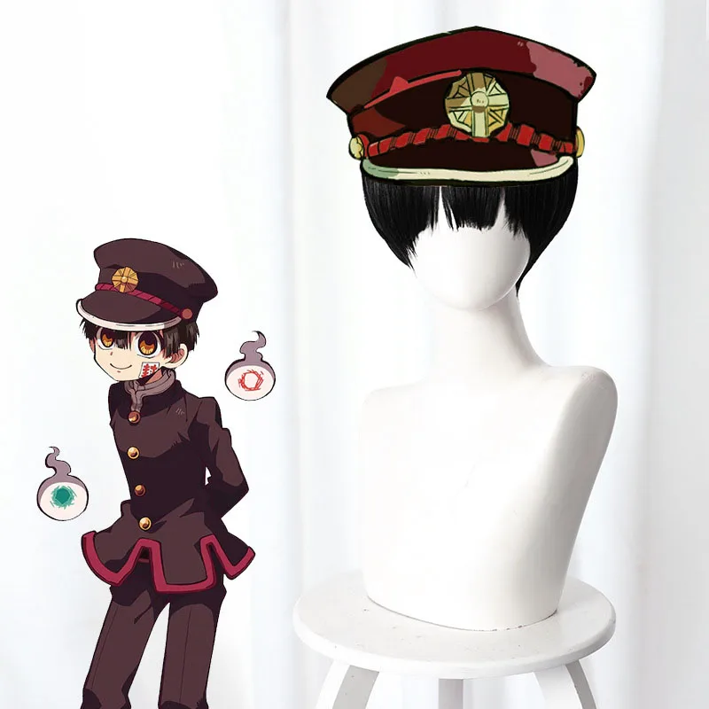 Аниме Jibaku Shounen Hanako кун туалет Кун Косплэй парик черный коротких синтетических