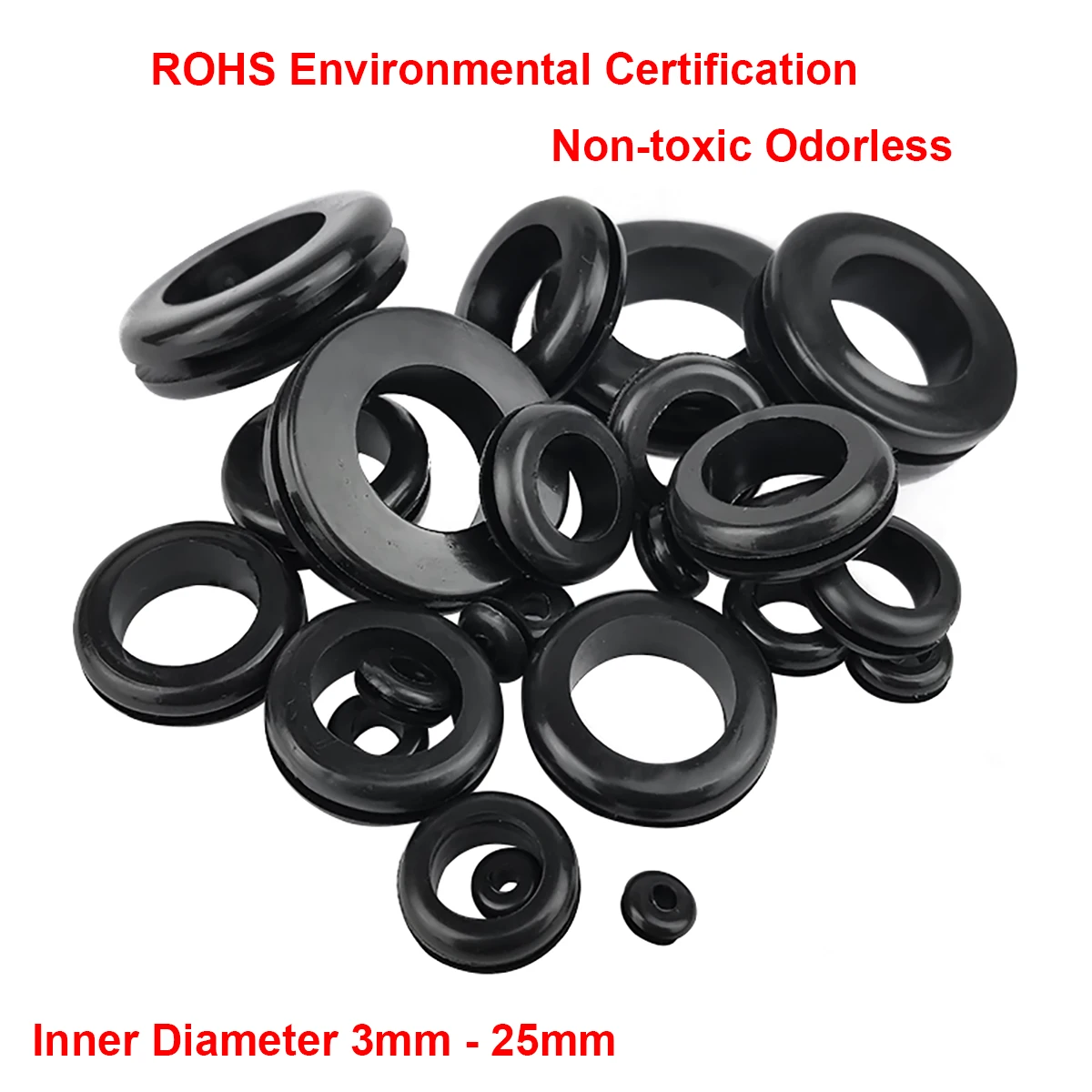 

10pcs Double-side RoHS Rubber Grommets Electric Box Inlet/Outlet Cable Protector Seal Plug 3mm-25mm Non-toxic Odorless Rubber