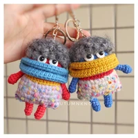 crocheted sausage mouth doll pendant ugly and cute stuffed toys unique keychain woman bag pendant girls gift