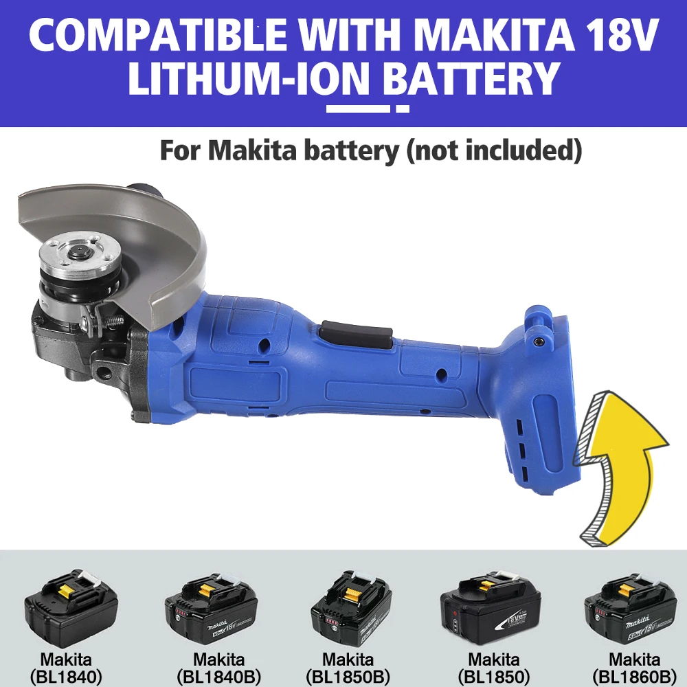 

11000PRM 125mm Angle Grinder Rechargeable Multi-function Polishing Machine Grinder Polisher Adapted To 18V Makita Battery 18V