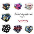 Маска детская одноразовая с мультяшным принтом, 3 слоя, 50 шт.