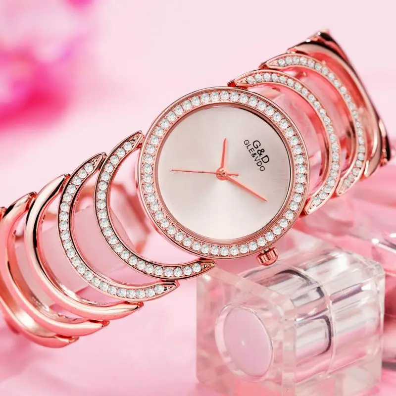 

Women Watch Famous Luxury Brands Crystal Diamond Stainless Steel Small Ladies Watches for Woman Wristwatch Montre Femme 2021