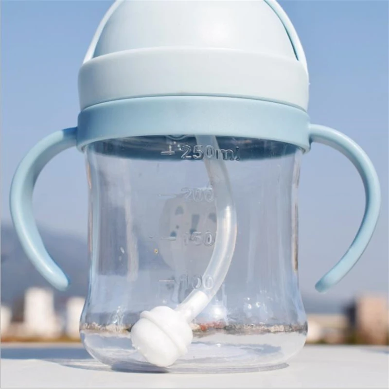 

250/350ml Baby Feeding Cup with Straw Children Learn Feeding Drinking Bottle Kids Training Cup With Gravity ball